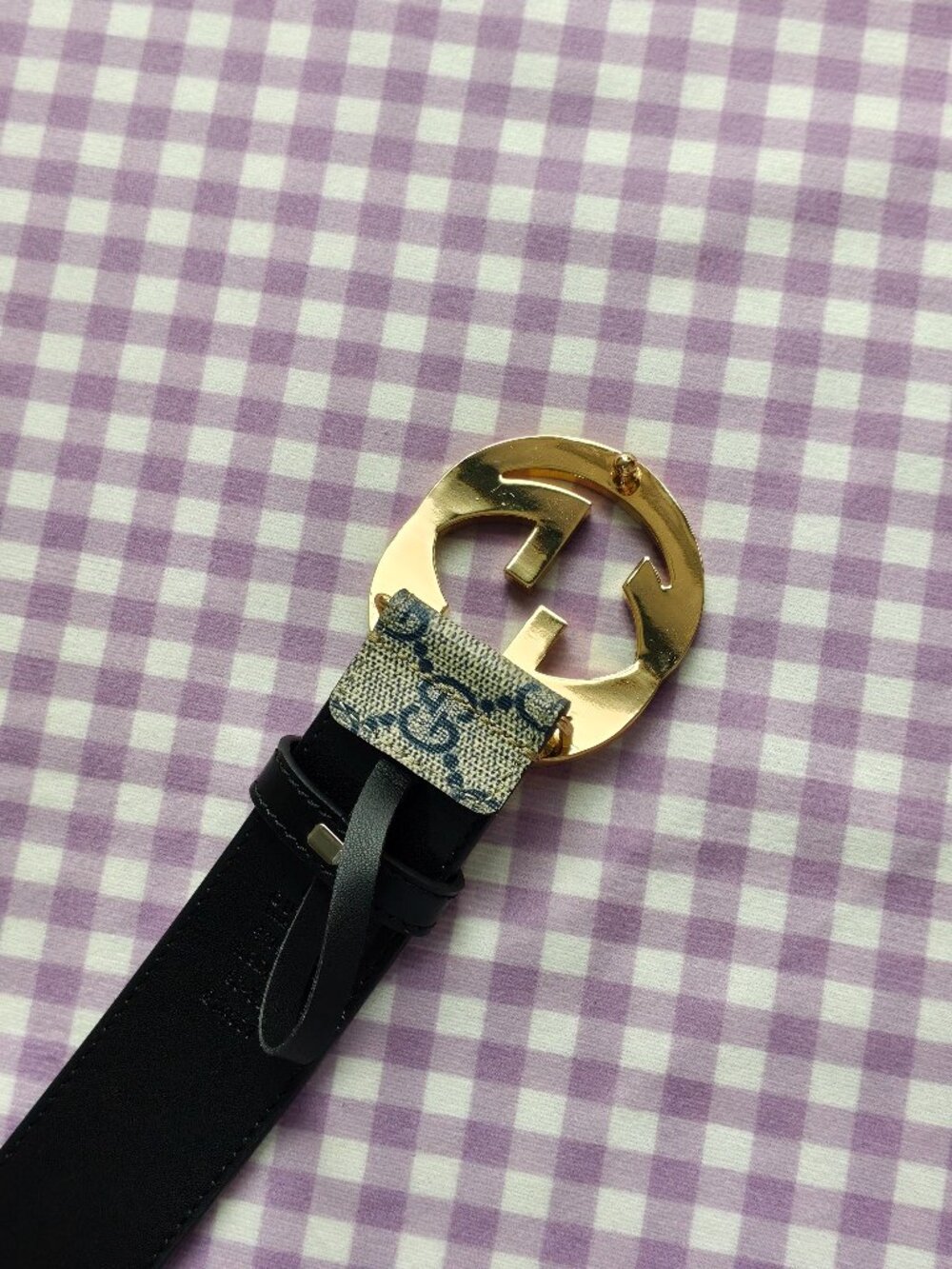 Gucci GG Monogram Belt Gold Interlocking G Buckle Size 90(36) - Picture 5 of 9